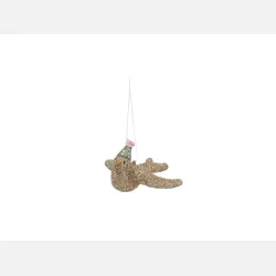 Medusa Copenhagen due juleophng i guld med prikket hue – charmerende julepynt til juletret
