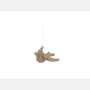 Medusa Copenhagen due juleophng i guld med prikket hue – charmerende julepynt til juletret