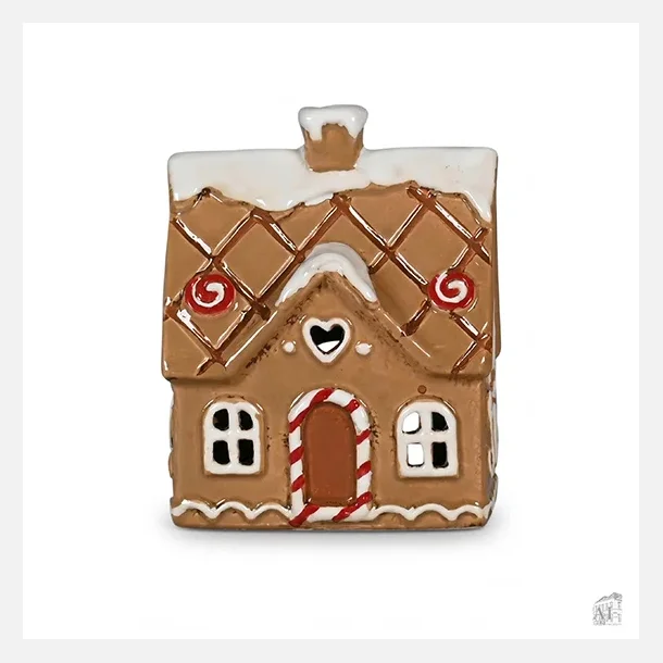 Brunt hus til fyrfadslys fra Det Gamle Apotek, Christmas Ginger, 11 cm h�jt.