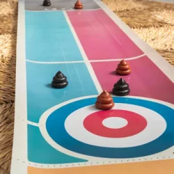 S�t med seks curling‑poos og opbevaringspose