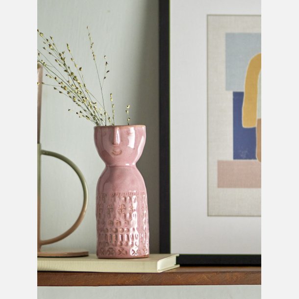 Embla rosa vase fra Bloomingville med geometrisk m�nster