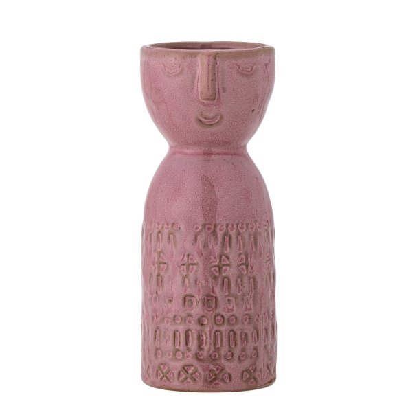 Pink Bloomingville Embla vase i stent�j med stiliseret ansigt
