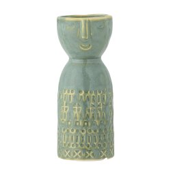 Gr�n Bloomingville Embla vase i stent�j med s�dt ansigt
