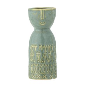 Gr�n Bloomingville Embla vase i stent�j med s�dt ansigt