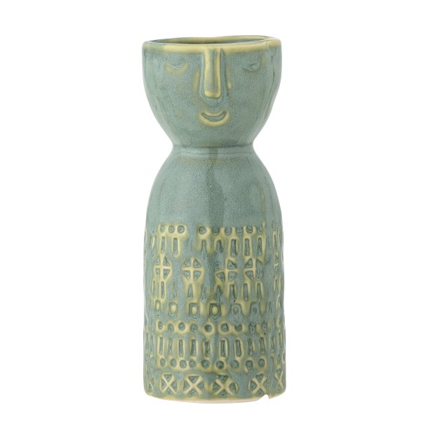 Gr�n Bloomingville Embla vase i stent�j med s�dt ansigt