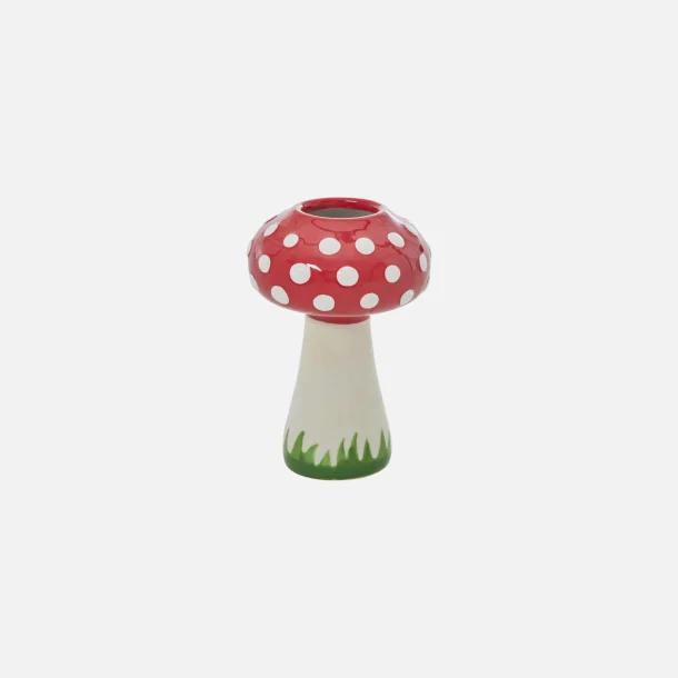 RICE keramikvase formet som rd fluesvamp – 12 x 8 cm