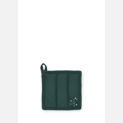 Produktfoto af grydelap foldet med synlig rand og broderi