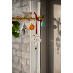 Julefugl med rde hjerter og vinterbr – design af Ann-Sofi Romme