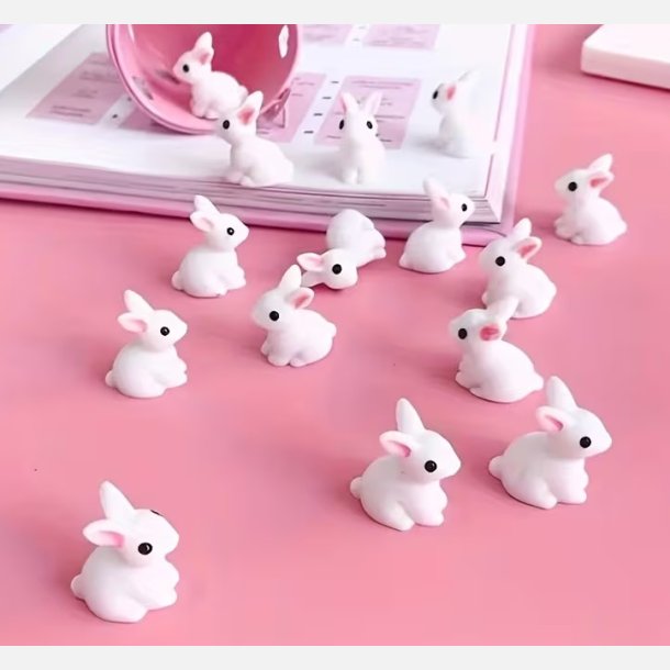 Hvid resin kanin til s�ttekasse og pynt