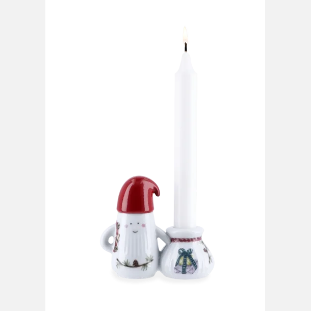 K�hler Hammersh�i Christmas Nissefar med r�d nissehue og gaves�k til kronelys.