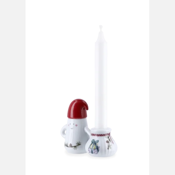 K�hler Hammersh�i Christmas Nissefar med r�d nissehue og gaves�k til kronelys.