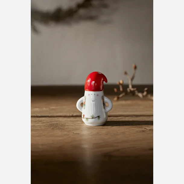 Nissefar julefigur fra K�hler med guldknapper og fine julemotiver, 9 cm h�j.
