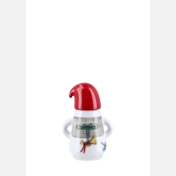 K�hler Hammersh�i Christmas Nissefar i hvidt porcel�n med r�d nissehue.