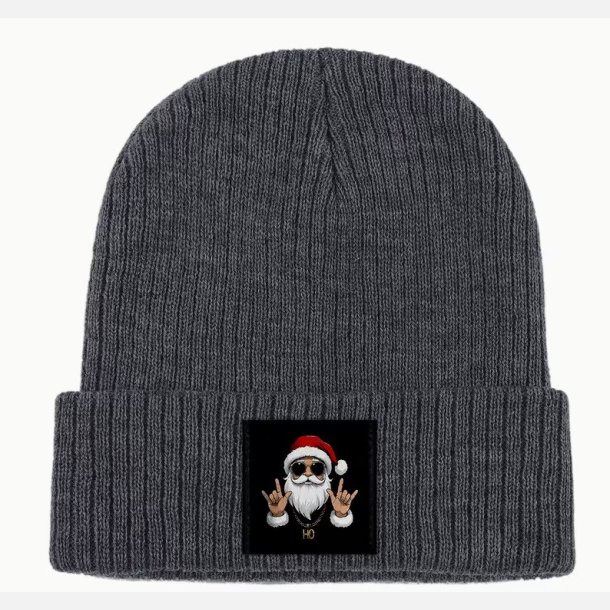 Cool gr� julehue med julemand og solbriller