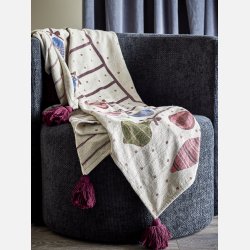 Bloomingville Ornamentia plaid i multifarvet design med r�dt og gr�nt ornamentm�nster
