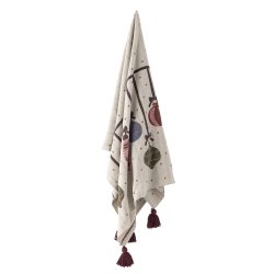 Bloomingville Ornamentia plaid i genanvendt bomuld med r�de og gr�nne nuancer