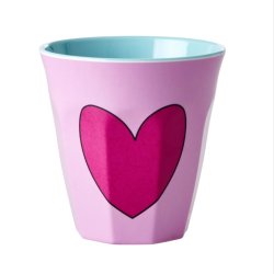 RICE Melamin krus pink med r�dt hjerte
