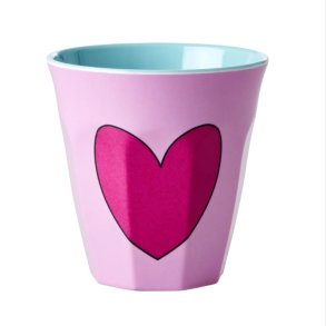 RICE Melamin krus pink med r�dt hjerte