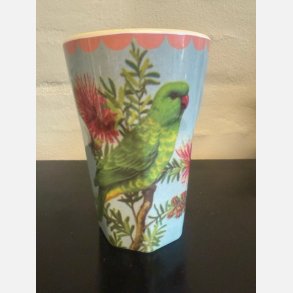 RICE hj melaminkop med papegjeprint og cremefarvet inderside – 13 x 9 cm