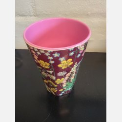 RICE Hj Melaminkop - Brun med blomsterprint 