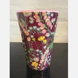 RICE Hj Melaminkop - Brun med blomsterprint 