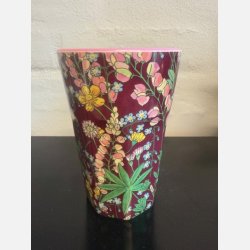 RICE Hj Melaminkop - Brun med blomsterprint 