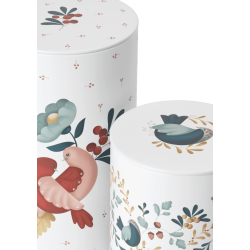 Porcelnsdser med naturinspirerede lg – 10 og 11 cm