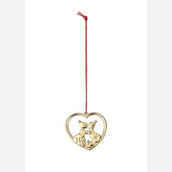 Karen Blixens Jul  Forgyldt Hjerte med Kyssende Nisser 2025