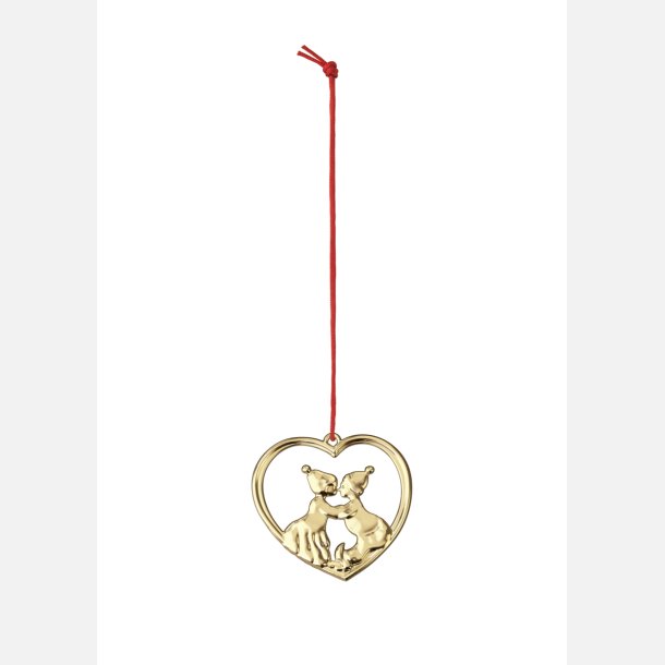 Karen Blixens Jul  Forgyldt Hjerte med Kyssende Nisser 2025
