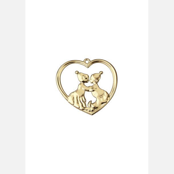 Karen Blixens Jul  Forgyldt Hjerte med Kyssende Nisser 2025