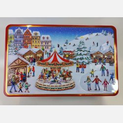 Indbygget 3D-scene med julefigurer – vises nr lget lftes