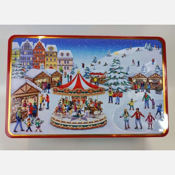 Indbygget 3D-scene med julefigurer – vises nr lget lftes