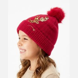 R�d julehue med rensdyrgevir og bl�d pompon