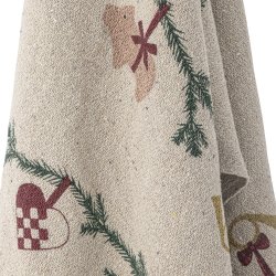 Naturfarvet Bloomingville plaid med dekorativt julemotiv