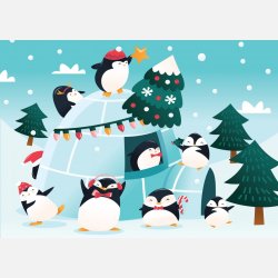 Mandelgaveid – puslespil med pingviner og juletr