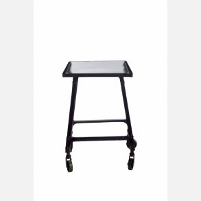 Sort lakeret bord/skammel med hjul � 55 cm. DEMOMODEL  
