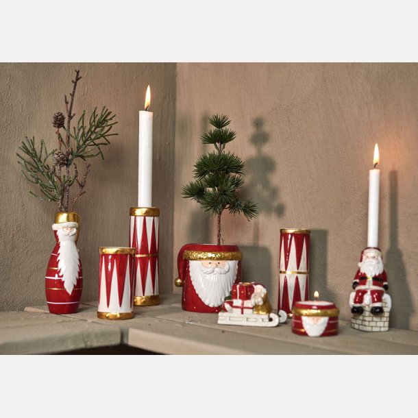 Vase med julemand - Rd