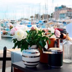 Omaggio vase med Slvstriber - Mellem