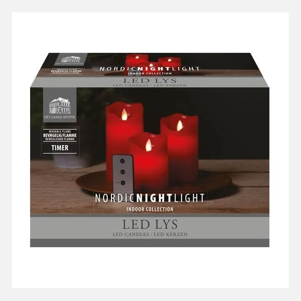 LED Bloklys, pakke med 3 stk. Nordic Night Light. RD