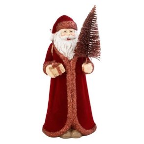 Det Gamle Apotek  Julemand med juletr og gaver | 14,5 cm | Klassisk julepynt i polyresin