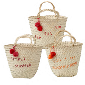 RICE strandtaske med broderi – SEA SUN FUN, SIMPLY SUMMER eller ROADTRIP NOW