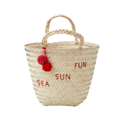 Farverig strandtaske fra RICE – perfekt til strand og picnic