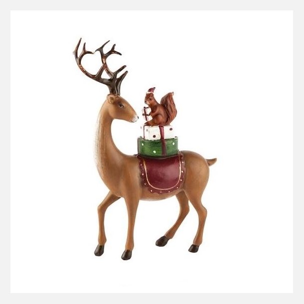 Rensdyr med pakker og egern _dekorativ julefigur