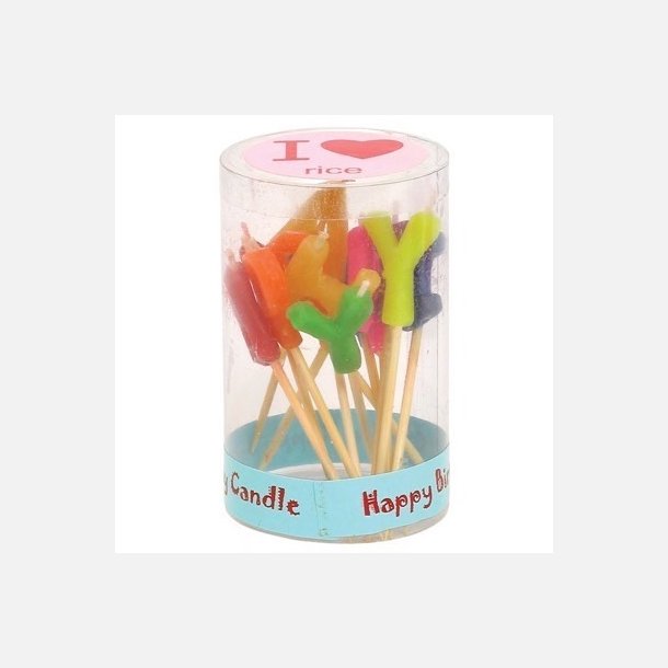 Farverige kagelys fra RICE – 3 cm hje og festlige