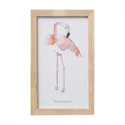 Bloomingville flamingoprint – rosafarvet motiv i naturtrsramme