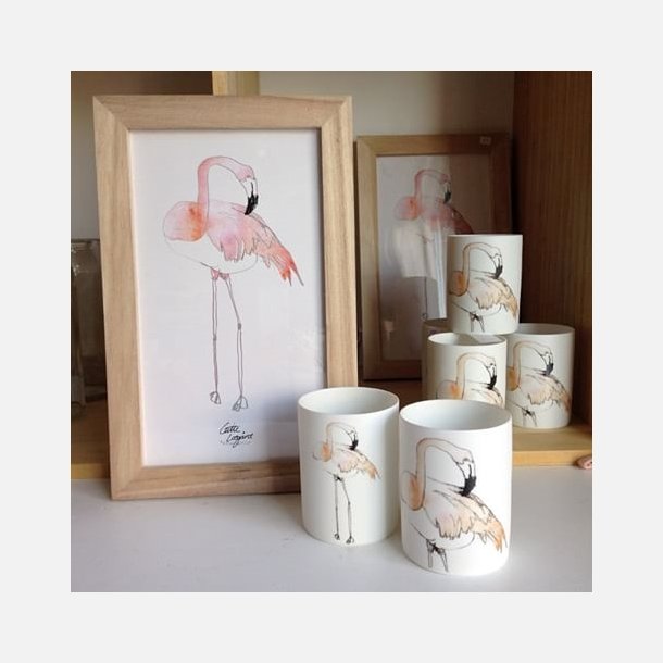 Vgkunst med flamingo – perfekt til brnevrelse og stue
