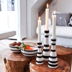 Omaggio lysestage, sort - mellem