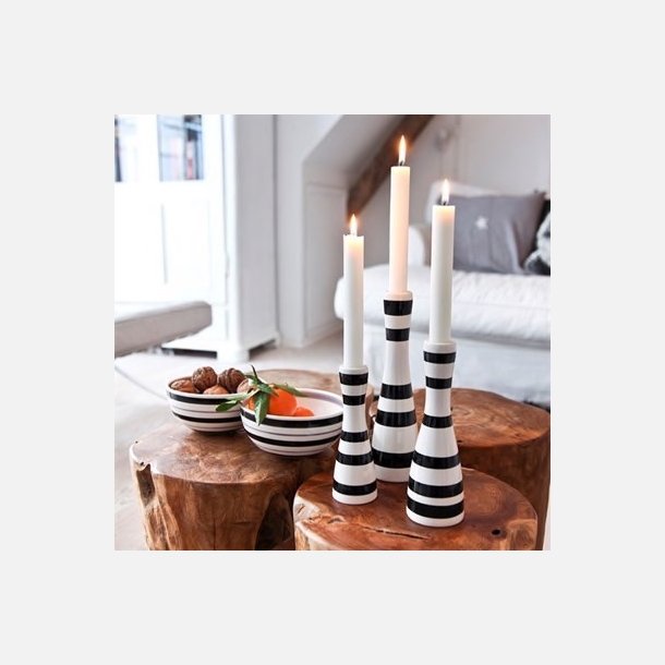 Omaggio lysestage, sort - mellem