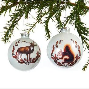 POBRA julekugle med rensdyr – 8 cm glas