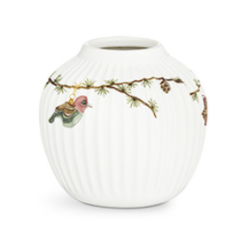 Elegant julevase med motiver af krmmerhuse, engle og fugle